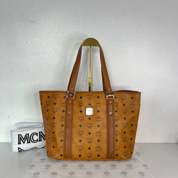 [PRE LOVED] MCM Visetos Shopper Tote in Cognac SHW