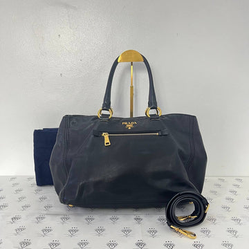 [PRE LOVED] Prada Soft Calf Tote Bag in Black GHW