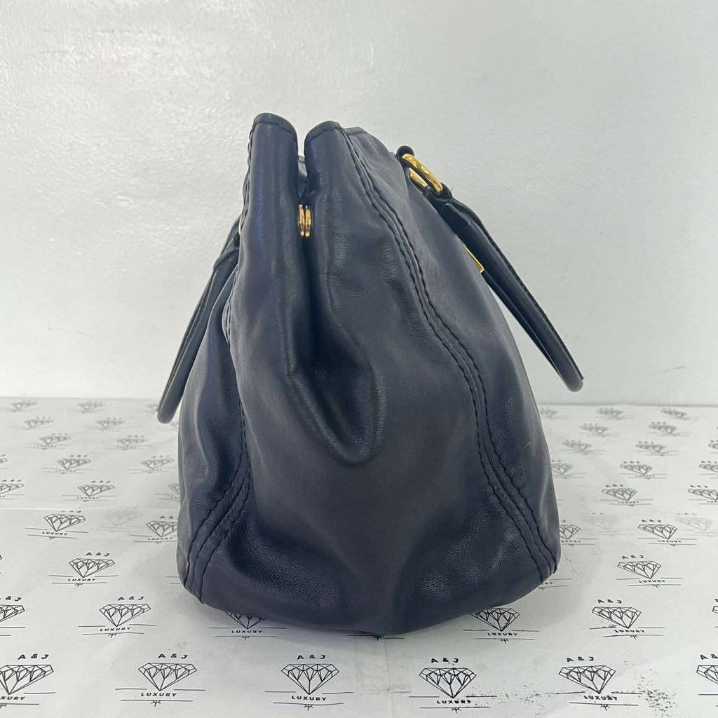 [PRE LOVED] Prada Soft Calf Tote Bag in Black GHW