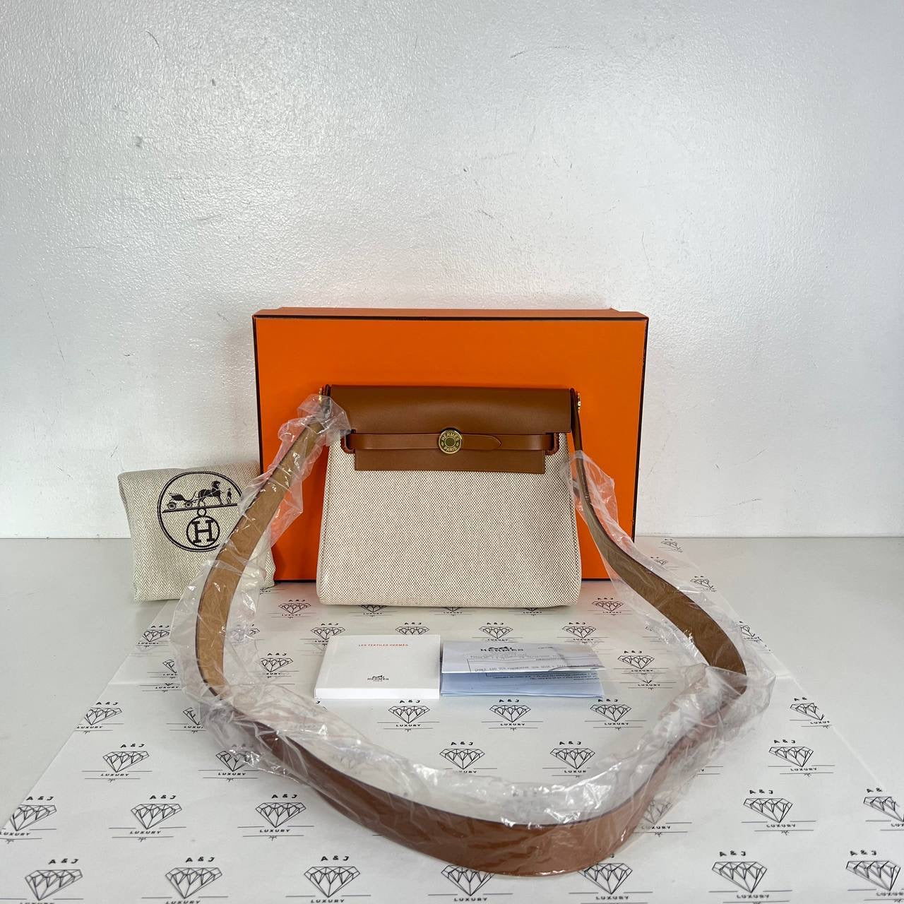 [BRAND NEW] Hermes Mini Herbag Zip 20 in Ecru and Beige Toile GHW (Stamp W - 2024)