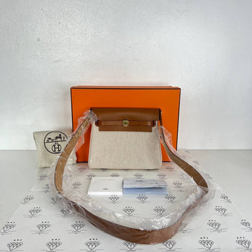 [BRAND NEW] Hermes Mini Herbag Zip 20 in Ecru and Beige Toile GHW (Stamp W - 2024)