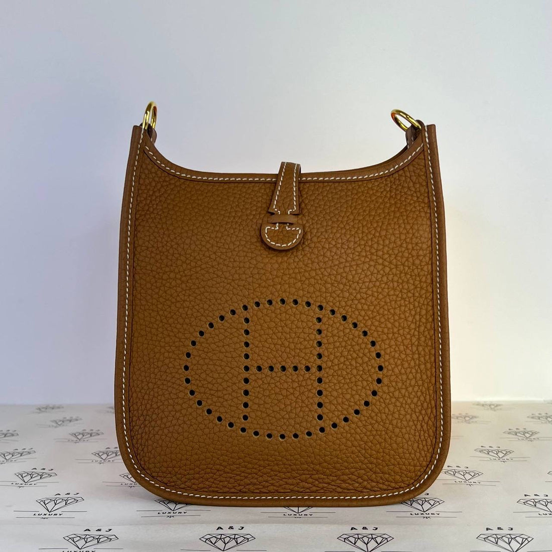 [PRE LOVED] Hermes Mini Evelyne 16 (TPM) in Gold Clemence Leather GHW (Stamp B - 2023)