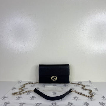 [PRE LOVED] Gucci Interlocking Wallet on Chain in Black GHW