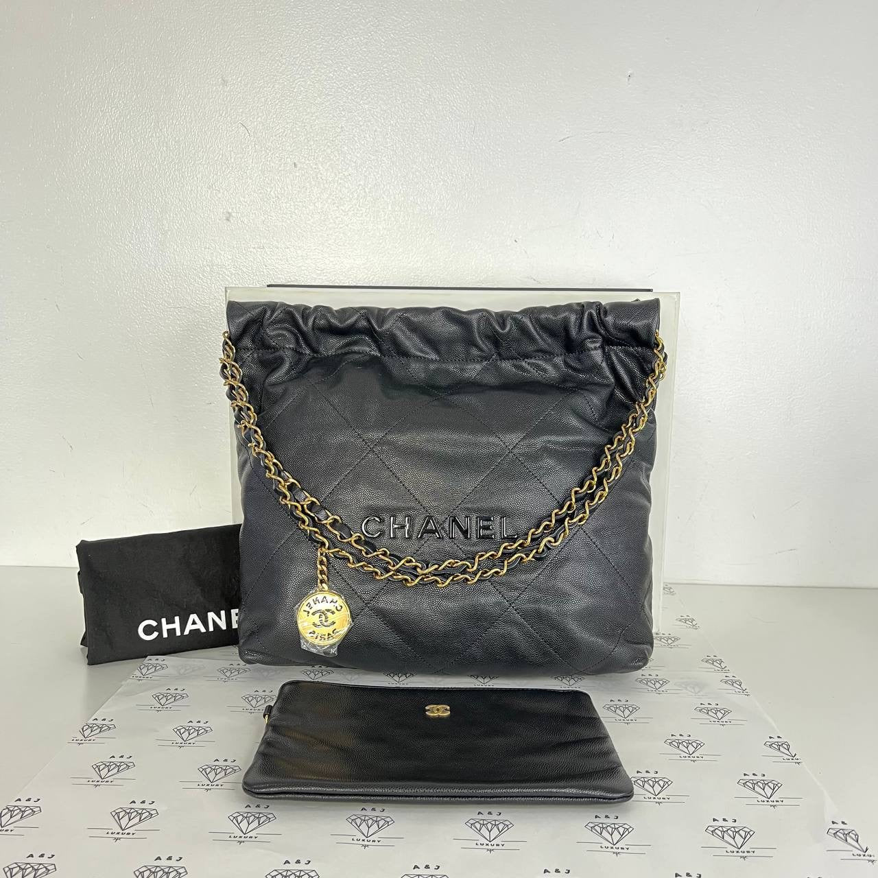 [PRE LOVED] Chanel Small C22 in Black Caviar GHW (microchipped)