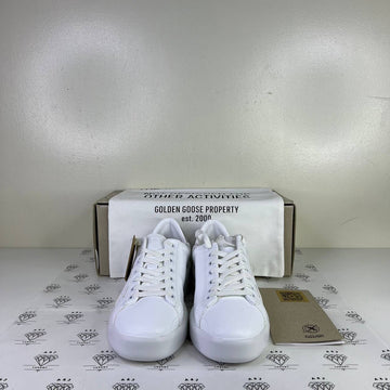 [PRE LOVED] Golden Goose Purestar Sneakers with Silver Heel Tab in White Size 38EU