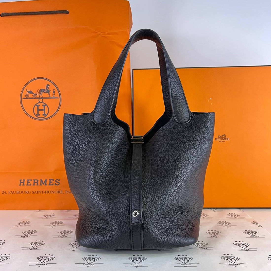 [PRE LOVED] Hermes Picotin 22 in Black Clemence Leather PHW (Stamp Z - 2021)
