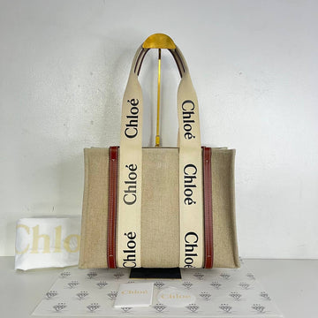[PRE LOVED] Chloe Medium Woody Tote with Brown Leather trims