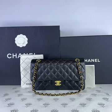 [PRE LOVED] Chanel Classic Medium Double Flap in Black Caviar Leather GHW (microchipped)