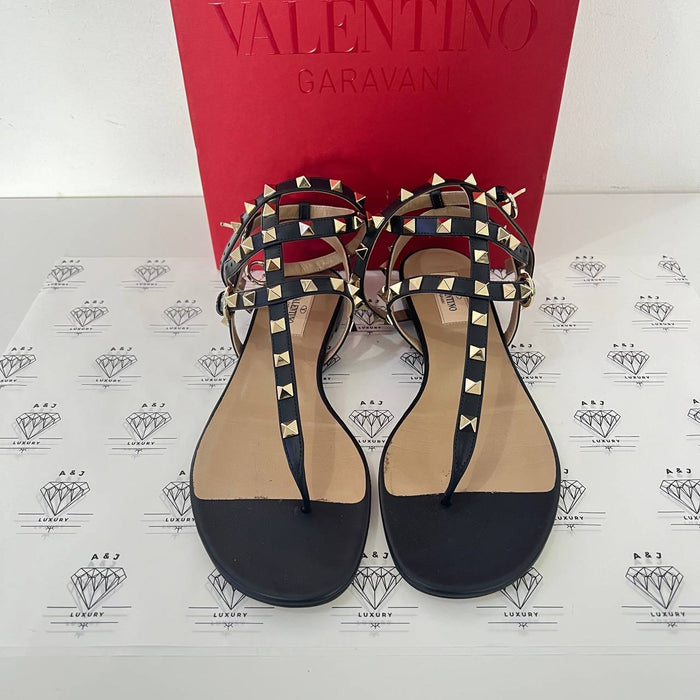 [PRE LOVED] Valentino Rockstud Caged Flats in Black Size 39EU