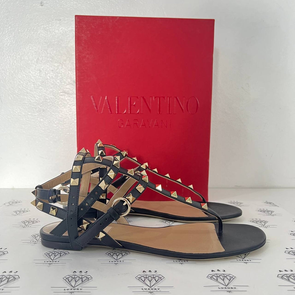 [PRE LOVED] Valentino Rockstud Caged Flats in Black Size 39EU