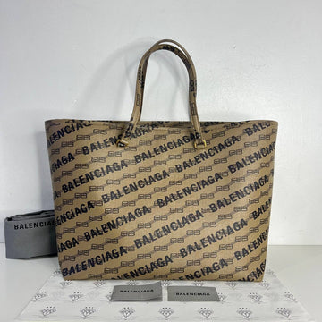 [PRE LOVED] Balenciaga Large Shopper Tote Bag in Brown Canvass GHW