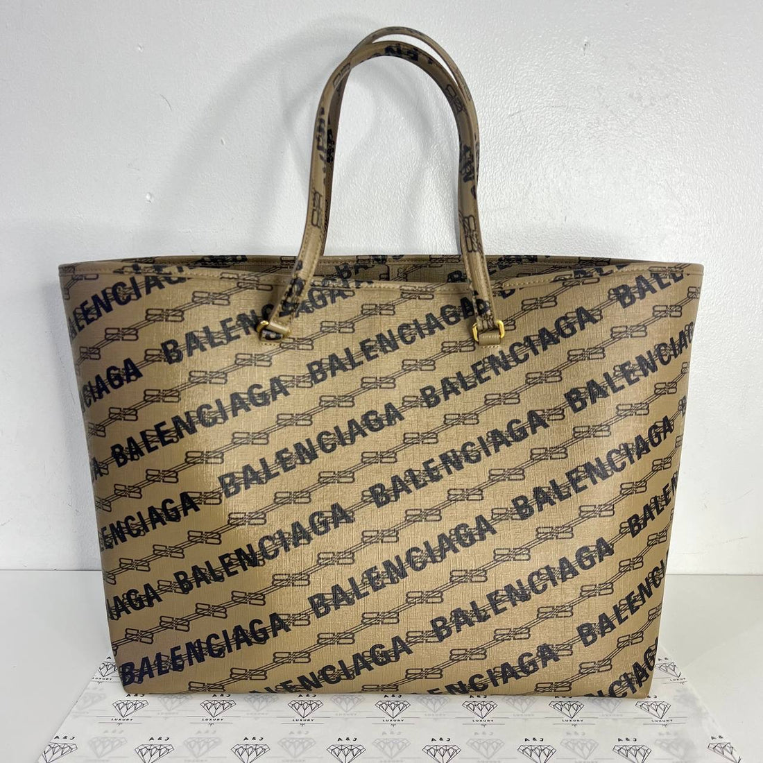 [PRE LOVED] Balenciaga Large Shopper Tote Bag in Brown Canvass GHW
