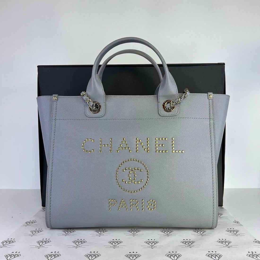 [PRE LOVED] Chanel Small Deauville in Gray Caviar Leather GHW (Series 29)