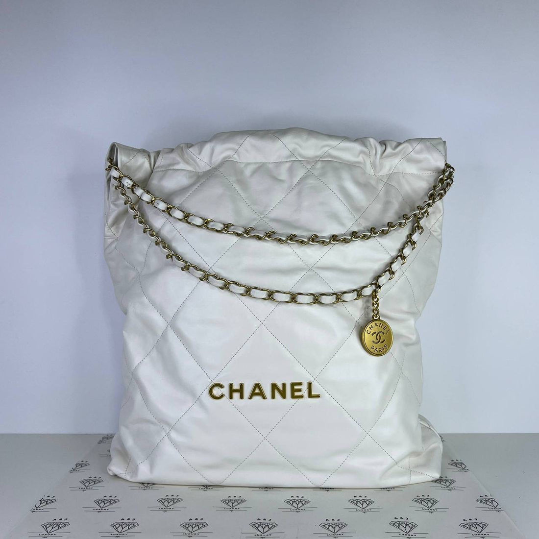[PRE LOVED] Chanel Large C22 in White Lambskin Lesther GHW (microchipped)