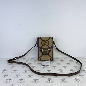 [PRE LOVED] Gucci Mini Horsebit 1955 in Brown Canvass GHW