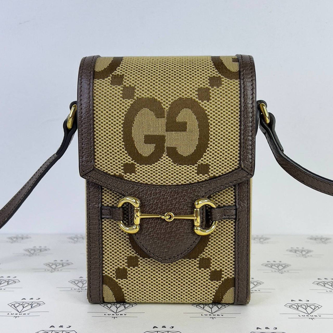 [PRE LOVED] Gucci Mini Horsebit 1955 in Brown Canvass GHW