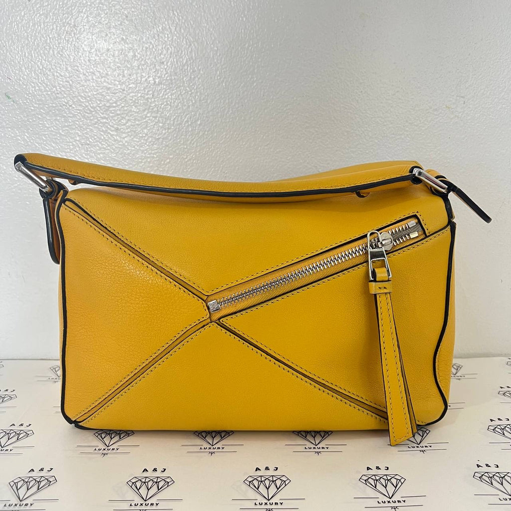 [PRE LOVED] Loewe Small Puzzle in Yellow Grained Calfskin Leather SHW