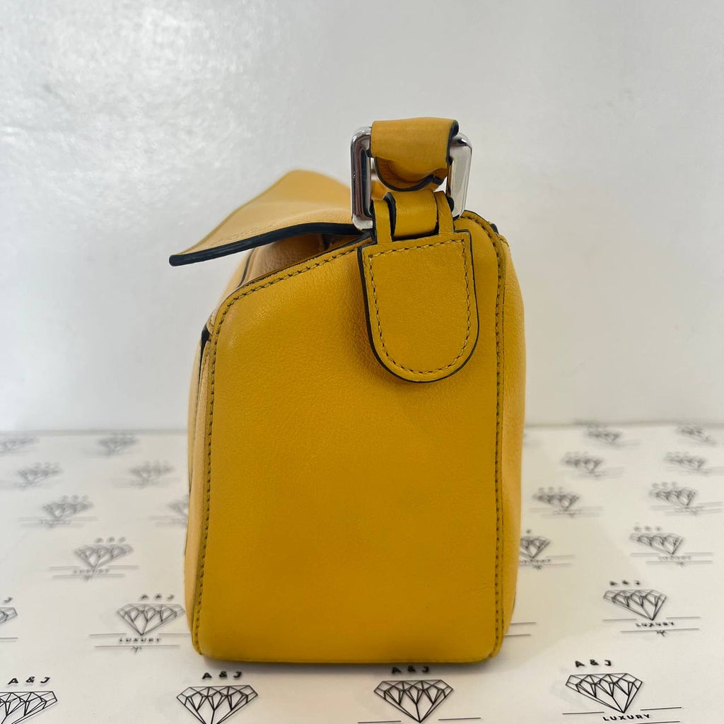 [PRE LOVED] Loewe Small Puzzle in Yellow Grained Calfskin Leather SHW