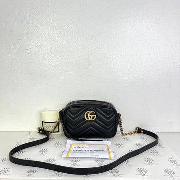 [PRE LOVED] Gucci Mini Marmont Camera Bag in Black GHW