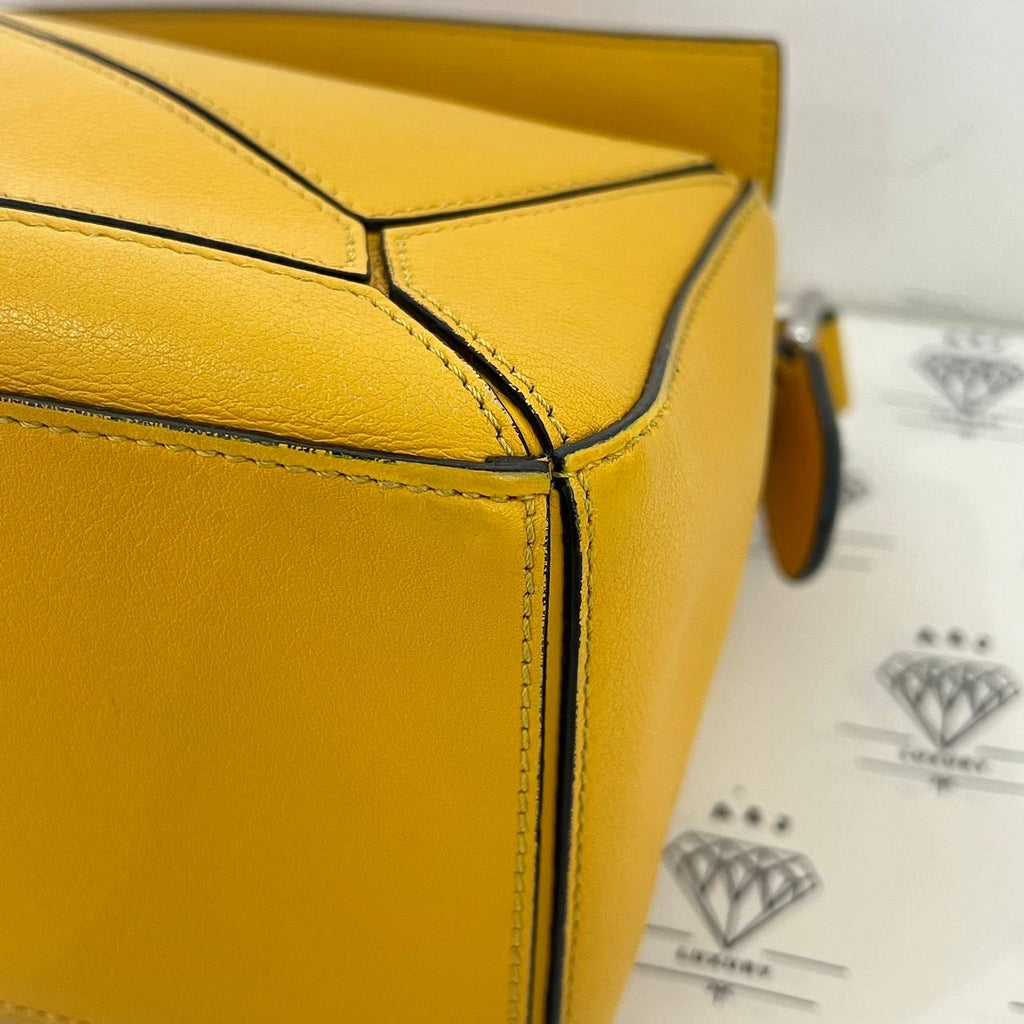 [PRE LOVED] Loewe Small Puzzle in Yellow Grained Calfskin Leather SHW