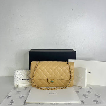 [PRE LOVED] Chanel Medium Classic Double Flap in Beige Clair Caviar GHW (microchipped)