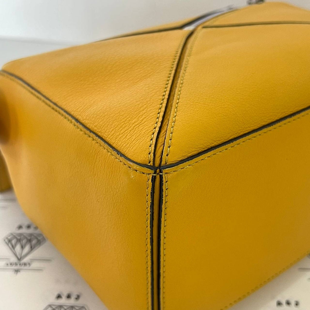 [PRE LOVED] Loewe Small Puzzle in Yellow Grained Calfskin Leather SHW