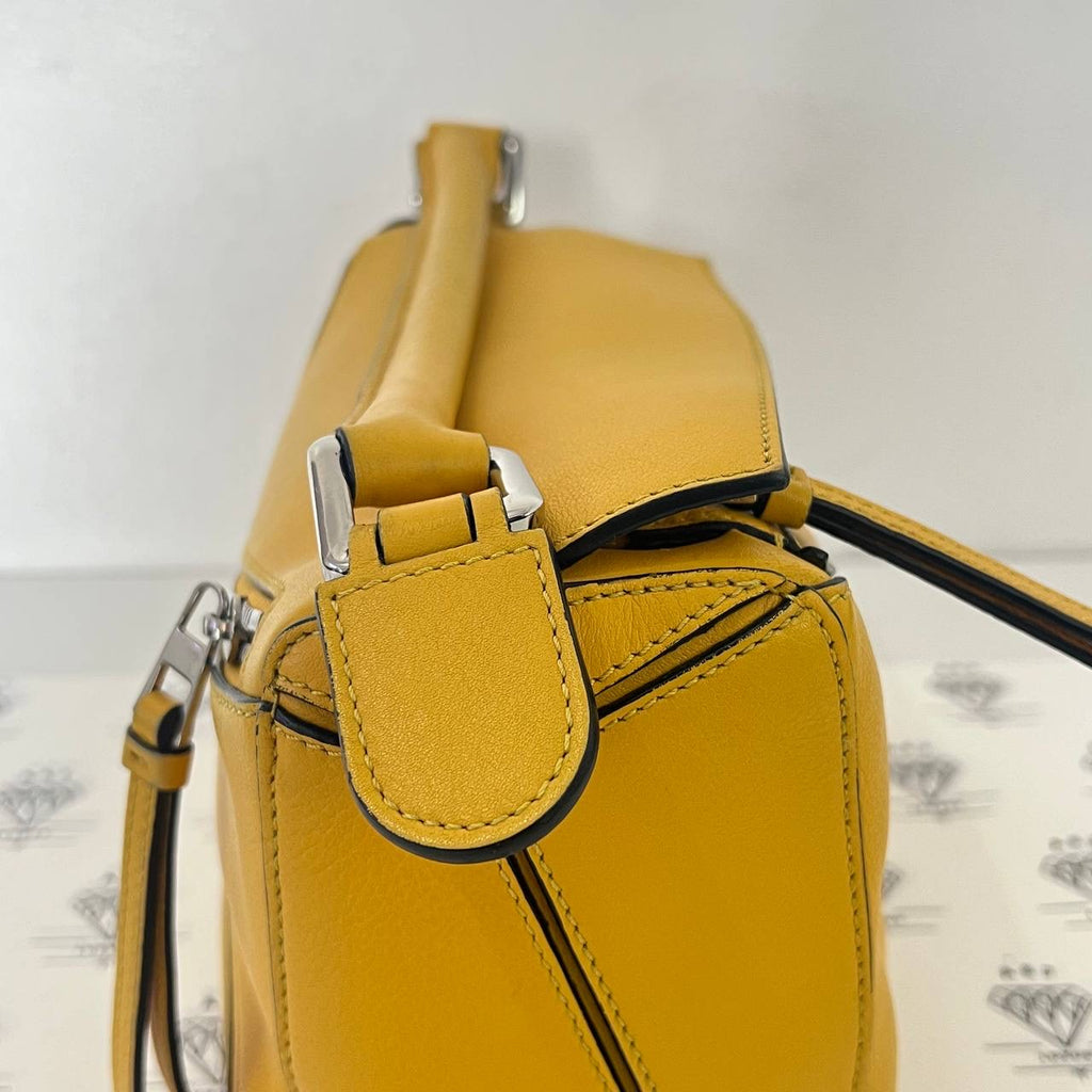 [PRE LOVED] Loewe Small Puzzle in Yellow Grained Calfskin Leather SHW