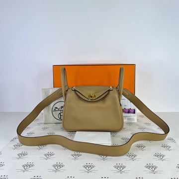 [PRE LOVED] Hermes Mini Lindy Verso in Chai/Mauve Sylvestre Swift Leather GHW (Stamp W - 2024)