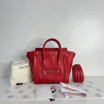 [PRE LOVED] Celine Nano Luggage in Red Drummed Calfskin GHW