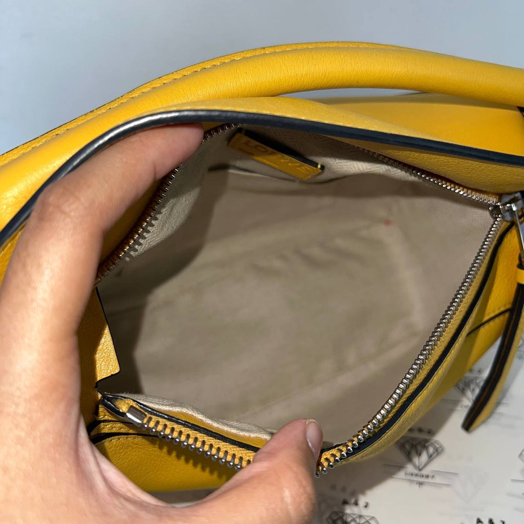 [PRE LOVED] Loewe Small Puzzle in Yellow Grained Calfskin Leather SHW