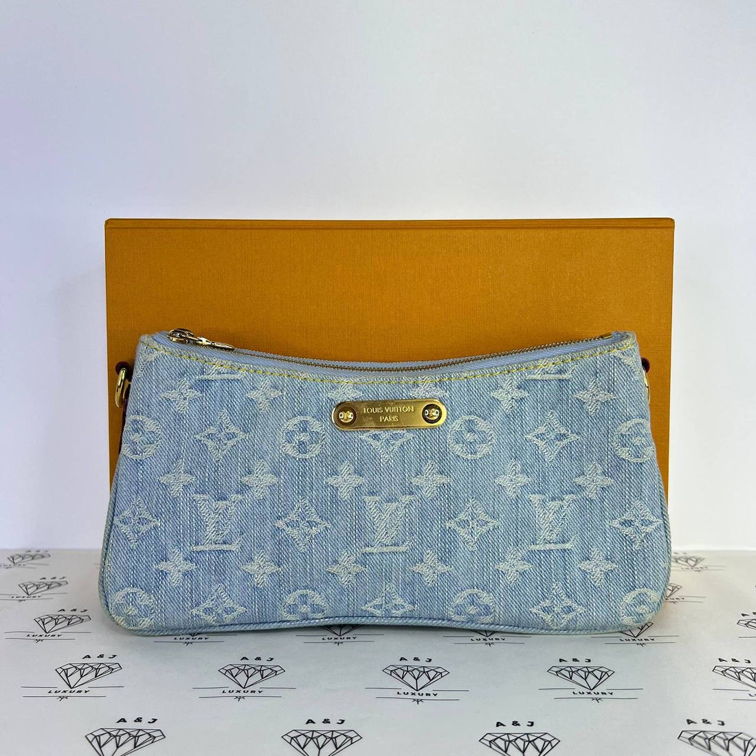 [PRE LOVED] Louis Vuitton Liv Pochette in Denim Sky Blue GHW (microchipped)