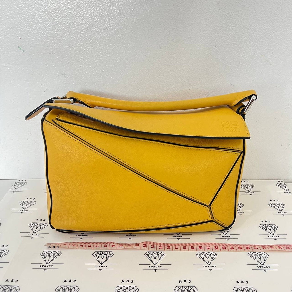 [PRE LOVED] Loewe Small Puzzle in Yellow Grained Calfskin Leather SHW