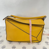 [PRE LOVED] Loewe Small Puzzle in Yellow Grained Calfskin Leather SHW