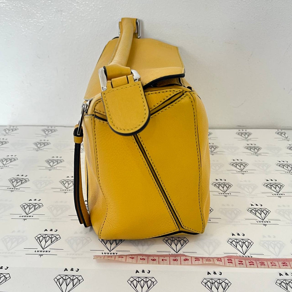 [PRE LOVED] Loewe Small Puzzle in Yellow Grained Calfskin Leather SHW