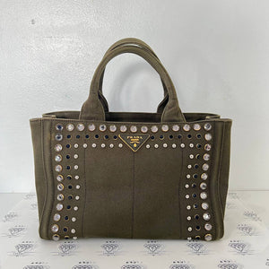 [PRE LOVED] Prada B2439O Canapa in Militare Color with Studs GHW