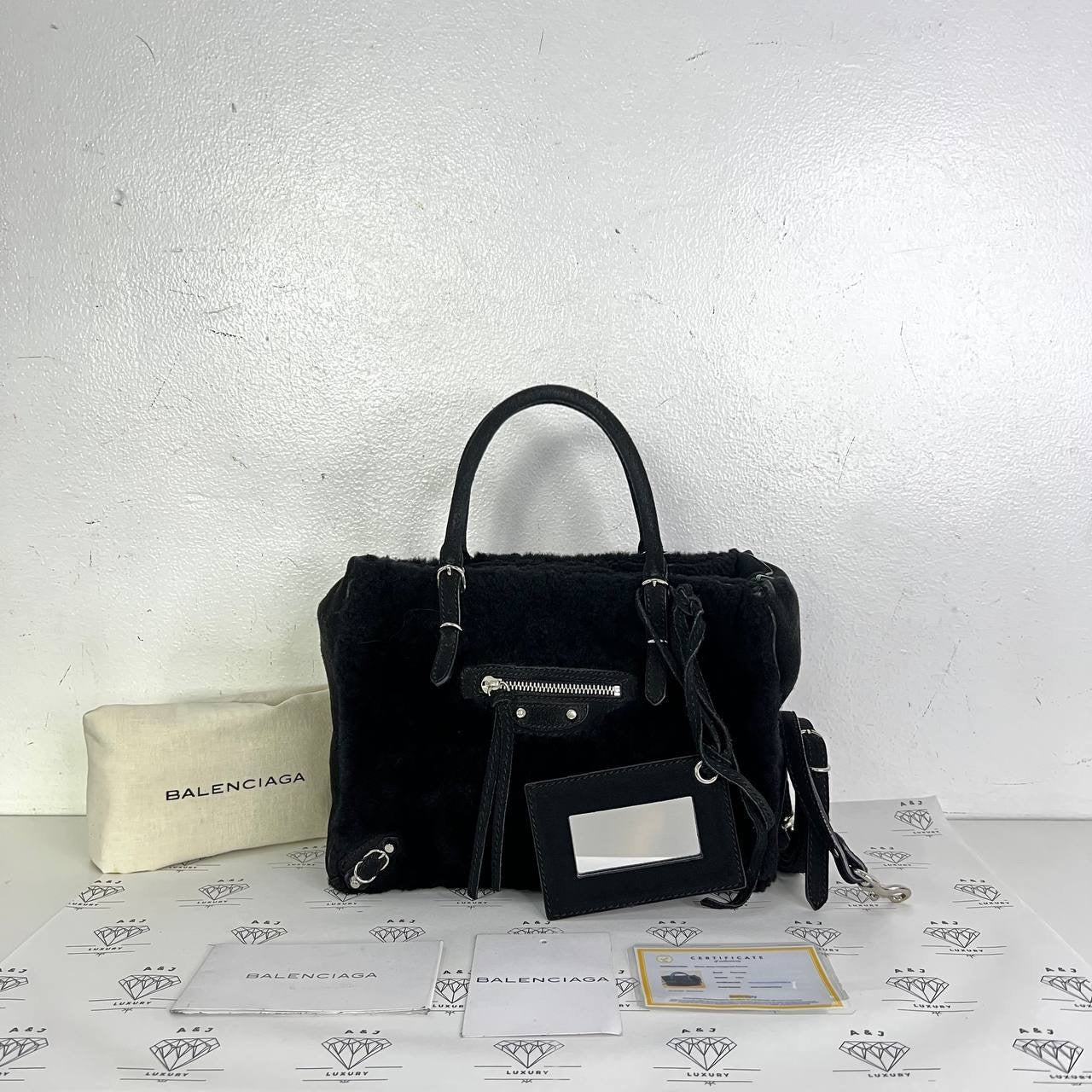 [PRE LOVED] Balenciaga Mini A4 Shearling in Black GHW