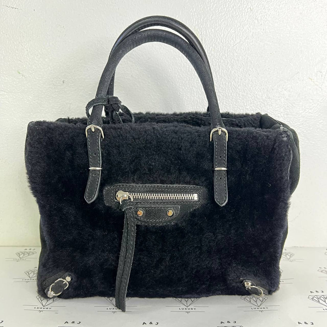 [PRE LOVED] Balenciaga Mini A4 Shearling in Black GHW