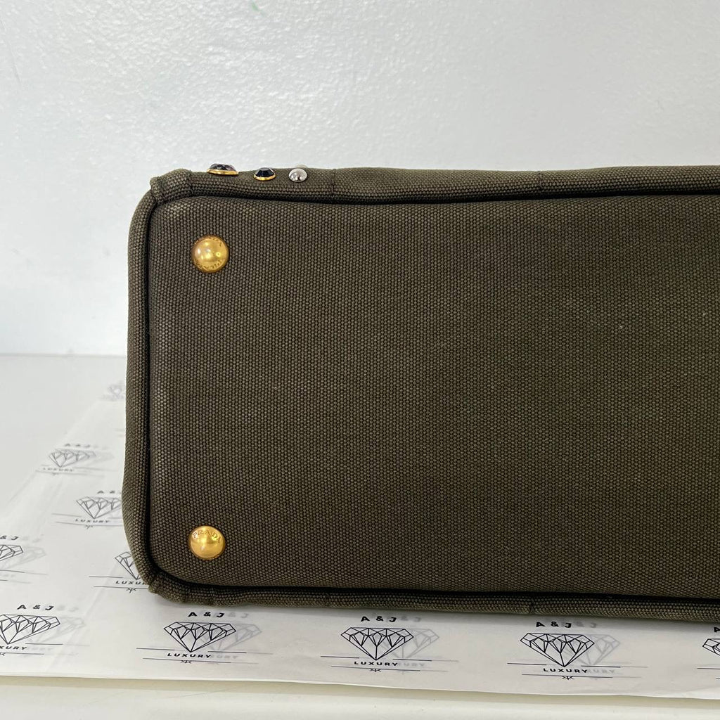 [PRE LOVED] Prada B2439O Canapa in Militare Color with Studs GHW