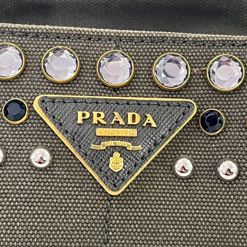 [PRE LOVED] Prada B2439O Canapa in Militare Color with Studs GHW