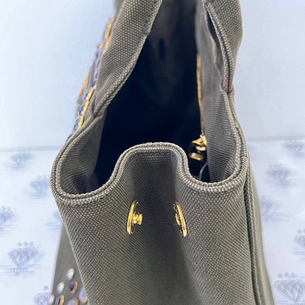 [PRE LOVED] Prada B2439O Canapa in Militare Color with Studs GHW