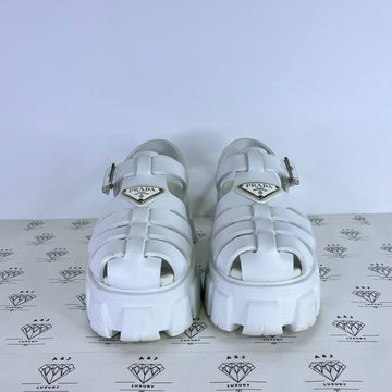 [PRE LOVED] Prada Monolith Rubber Sandals in White Size 36EU