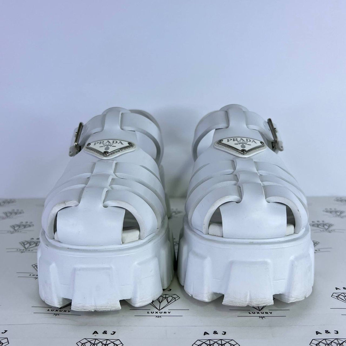 [PRE LOVED] Prada Monolith Rubber Sandals in White Size 36EU