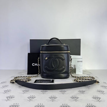 [PRE LOVED] Chanel Coco Mania Vanity Case in Black Lambskin Leather GHW (Series 27)