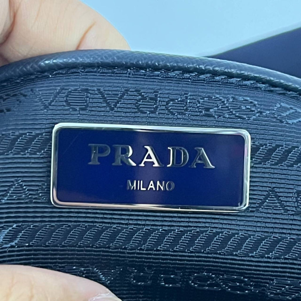 [PRE LOVED] Prada 1BZ005 Double Pocket Backpack in Bleu Tessuto SHW