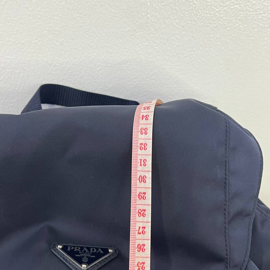 [PRE LOVED] Prada 1BZ005 Double Pocket Backpack in Bleu Tessuto SHW