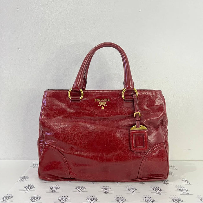 [PRE LOVED] Prada BN2533 Shopping Tote in Rubino Vitello Shine Leather GHW