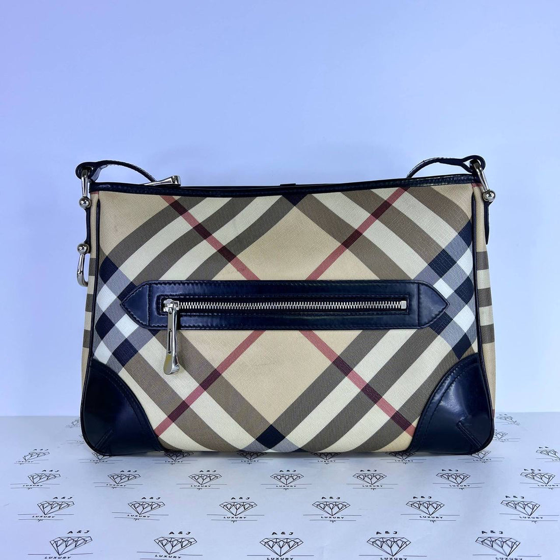 [PRE LOVED] Burberry Nova Check Shoulder Bag in Brown with Black leather trims SHW