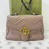 [PRE LOVED] Gucci Small Marmont Top Handle Bag in Beige Matelasse Leather GHW