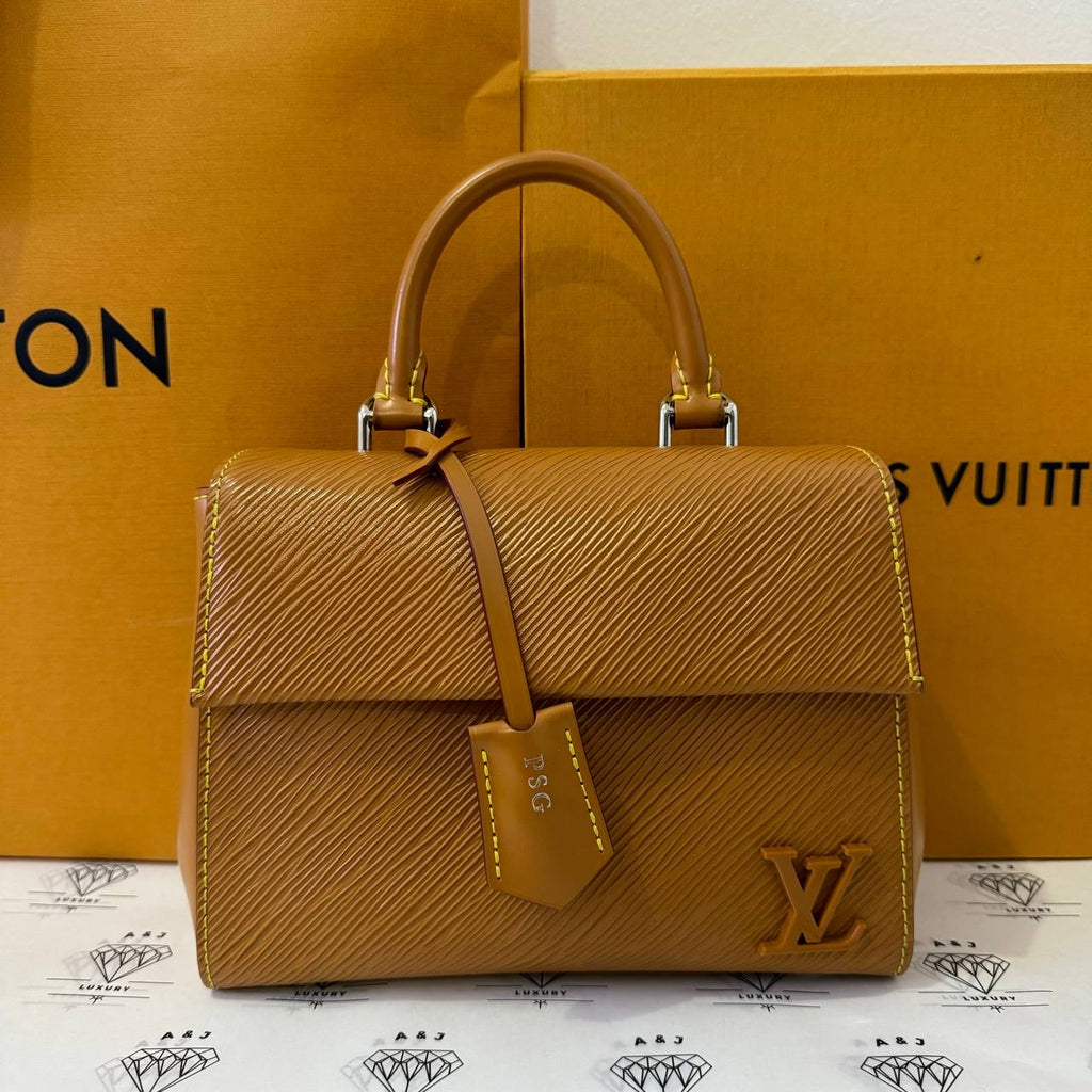 [PRE LOVED] Louis Vuitton Clunny Mini in Gold Miel Epi Leather with initials PSG (microchipped)