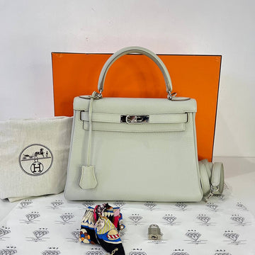 [PRE LOVED] Hermes Kelly 28 in Gris Perle Clemence Leather PHW (Stamp Q Square - 2013)